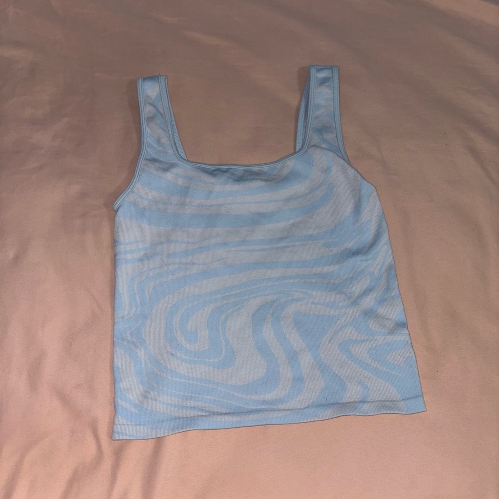 Hollister Blue and White Crop Tank Top